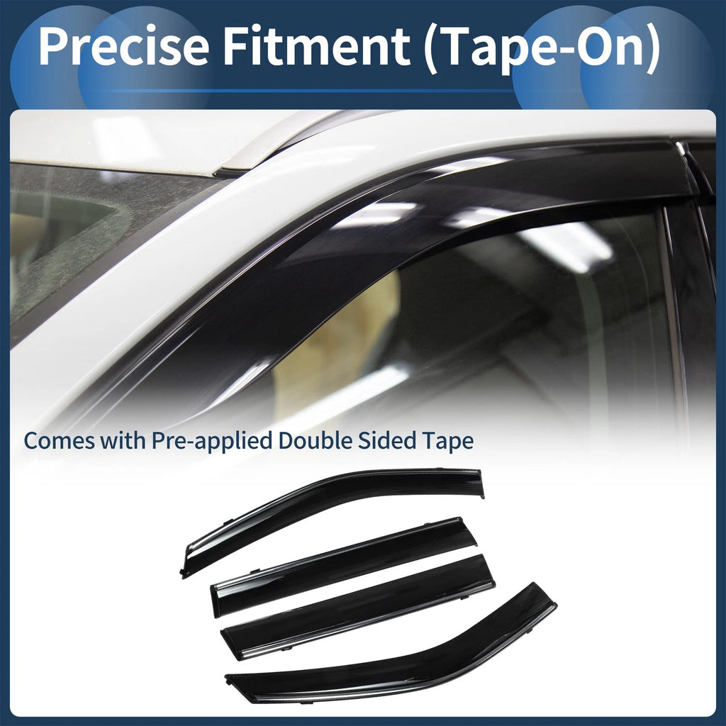 Set of 4 Window Deflectors for Jeep Compass (2017) - Black Vent Visors
