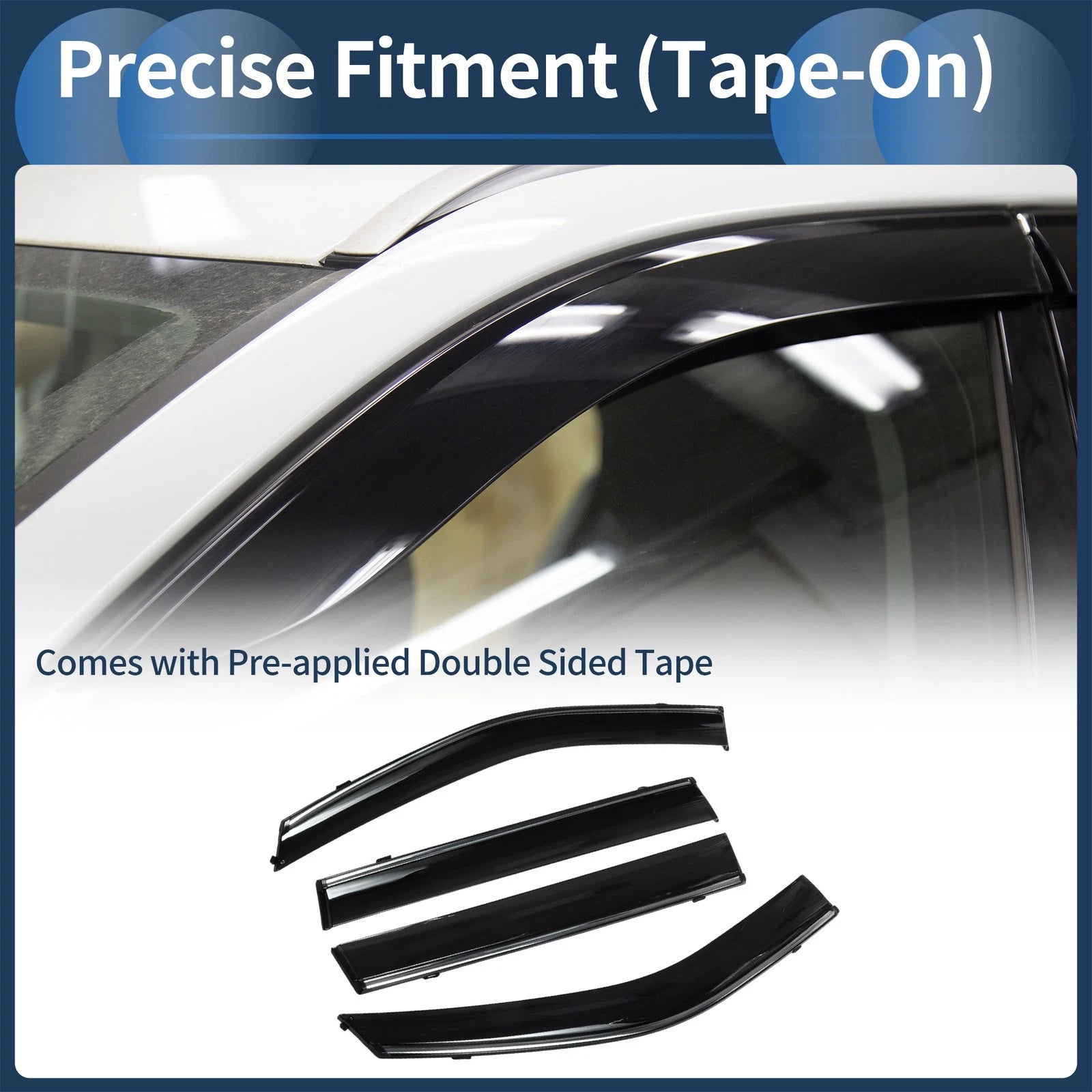 Set of 4 Window Deflectors for Jeep Compass (2017) - Black Vent Visors