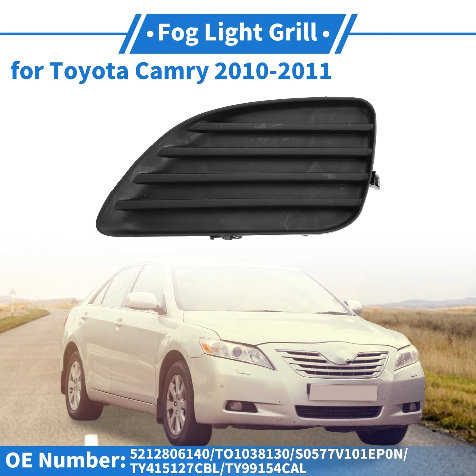Front Left Front Bumper Fog Light Cover Replacement for Toyota Camry (2010–2011)
