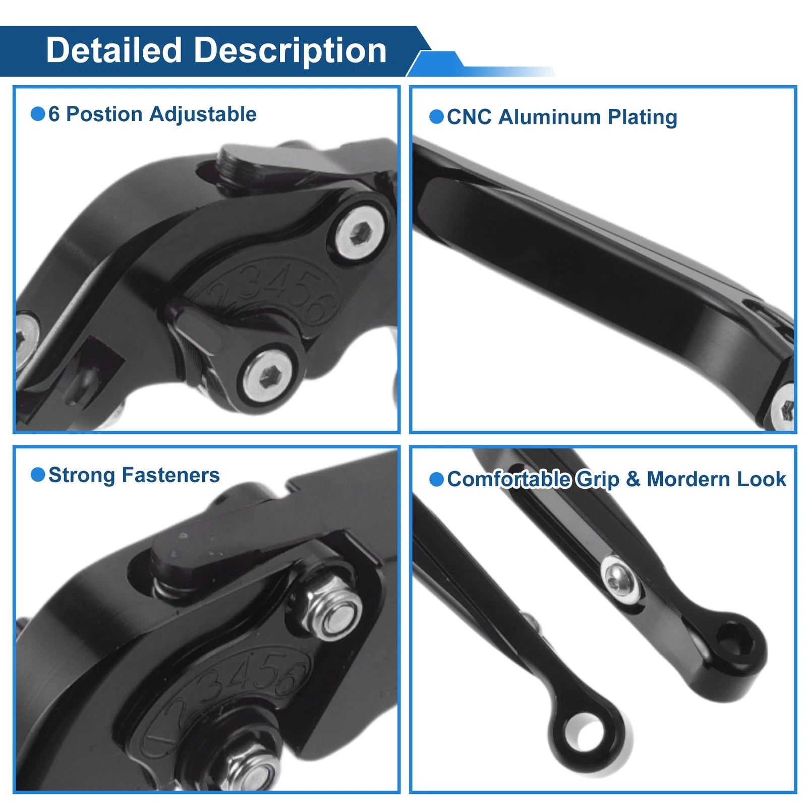 Adjustable Brake Clutch Levers for Yamaha YZF R1 (2009–2014) - Solid Black