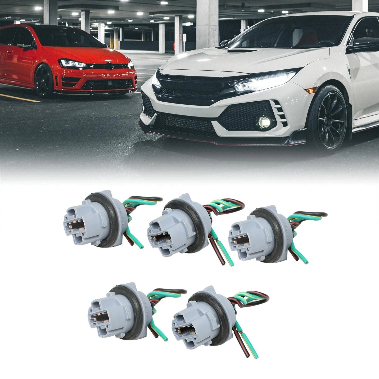 5 Pcs T20 W21W 7440 LED Bulb Socket Holder Wire Harness for Trailer