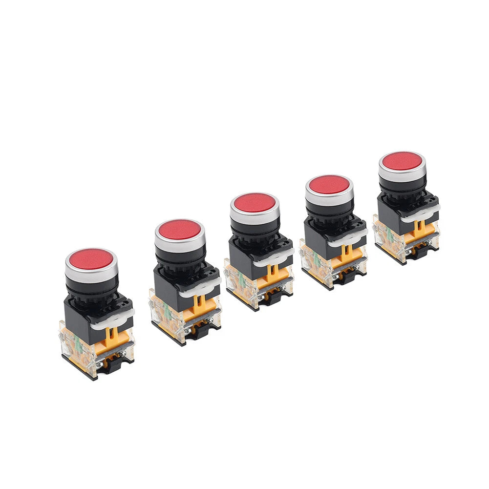 5pcs 22mm Momentary Red Push Button Switch 1NC 1NO DC 220V 10A