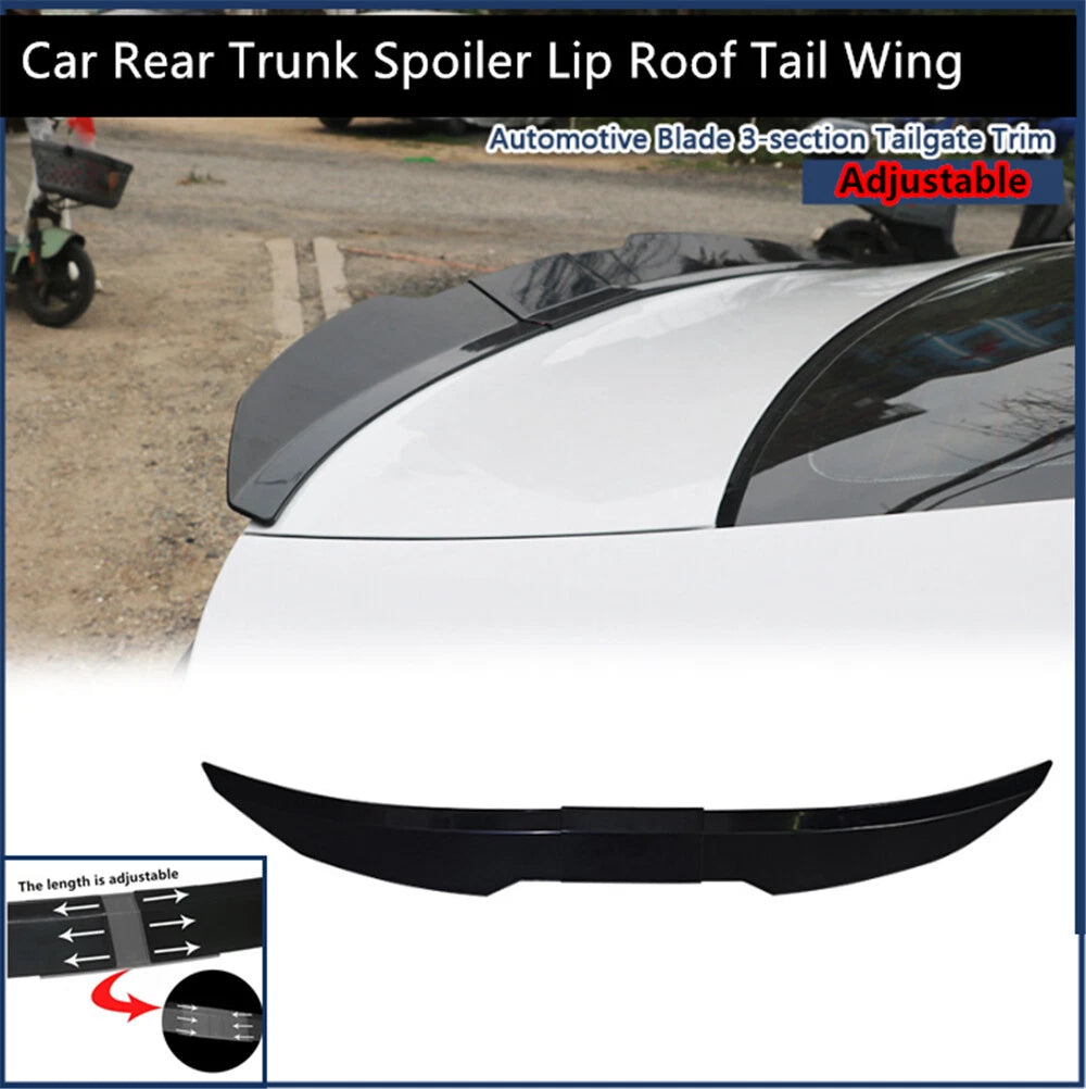 Adjustable Rear Trunk Spoiler Lip for Sedan (Glossy Black)