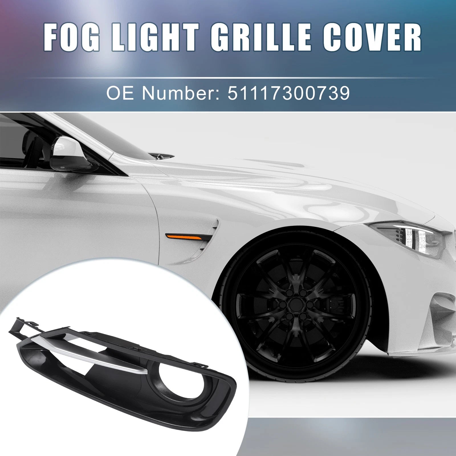 Fog Light Grille Cover Trim Pair Left Right for BMW F30 (2012–2019)