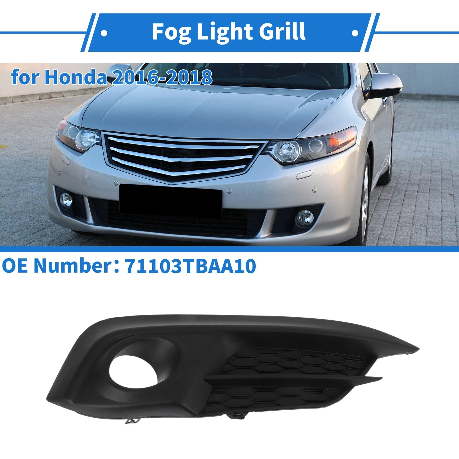 Front Right Fog Light Grill Replacement for Honda Civic (2016–2018)