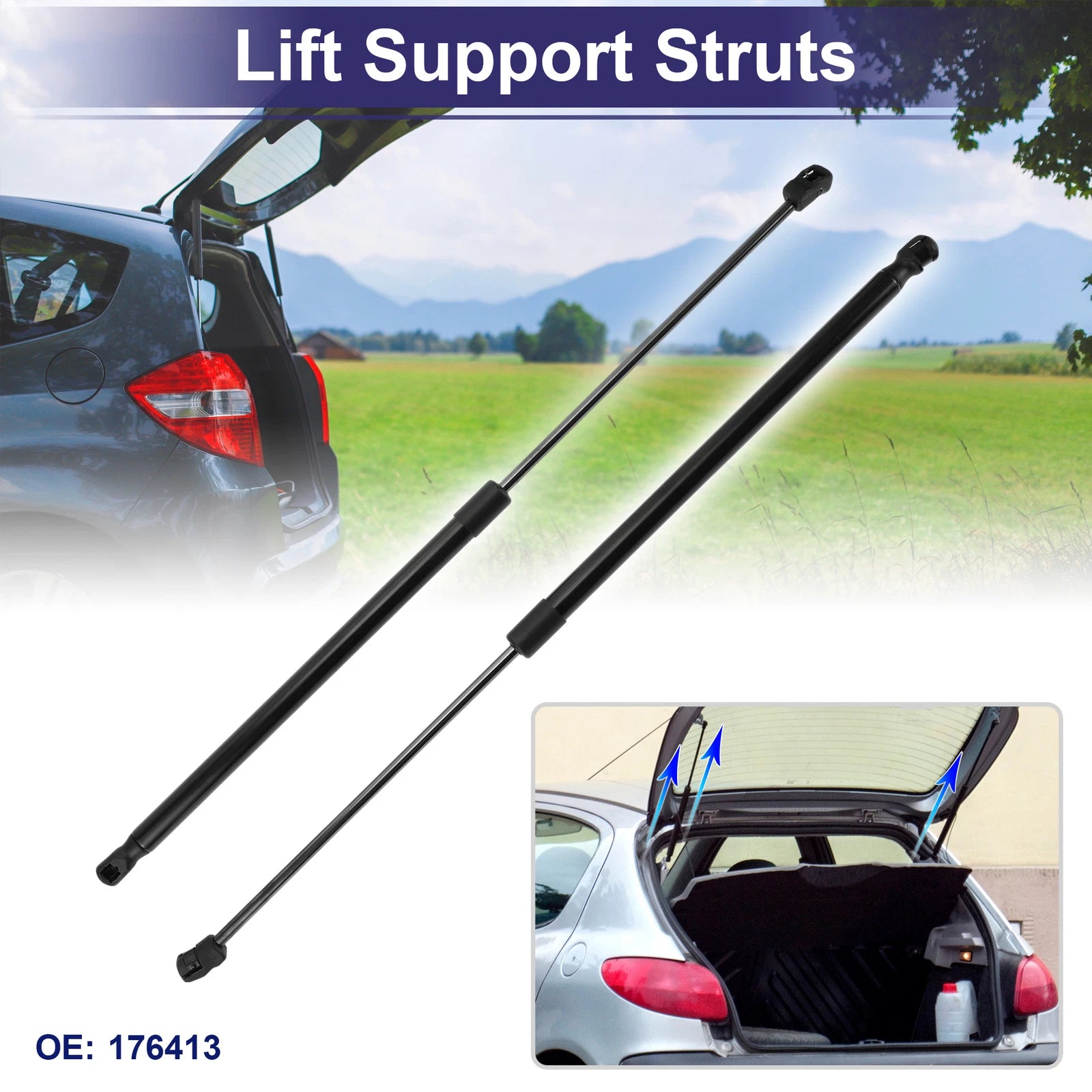 2X Rear Hatch Lift Support Struts No.176413 for Opel Corsa D (2006–2014)