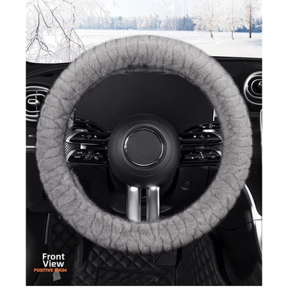 Warm Plush Steering Wheel Cover for Universal Fit (Winter, Anti-Slip, 3D Texture)