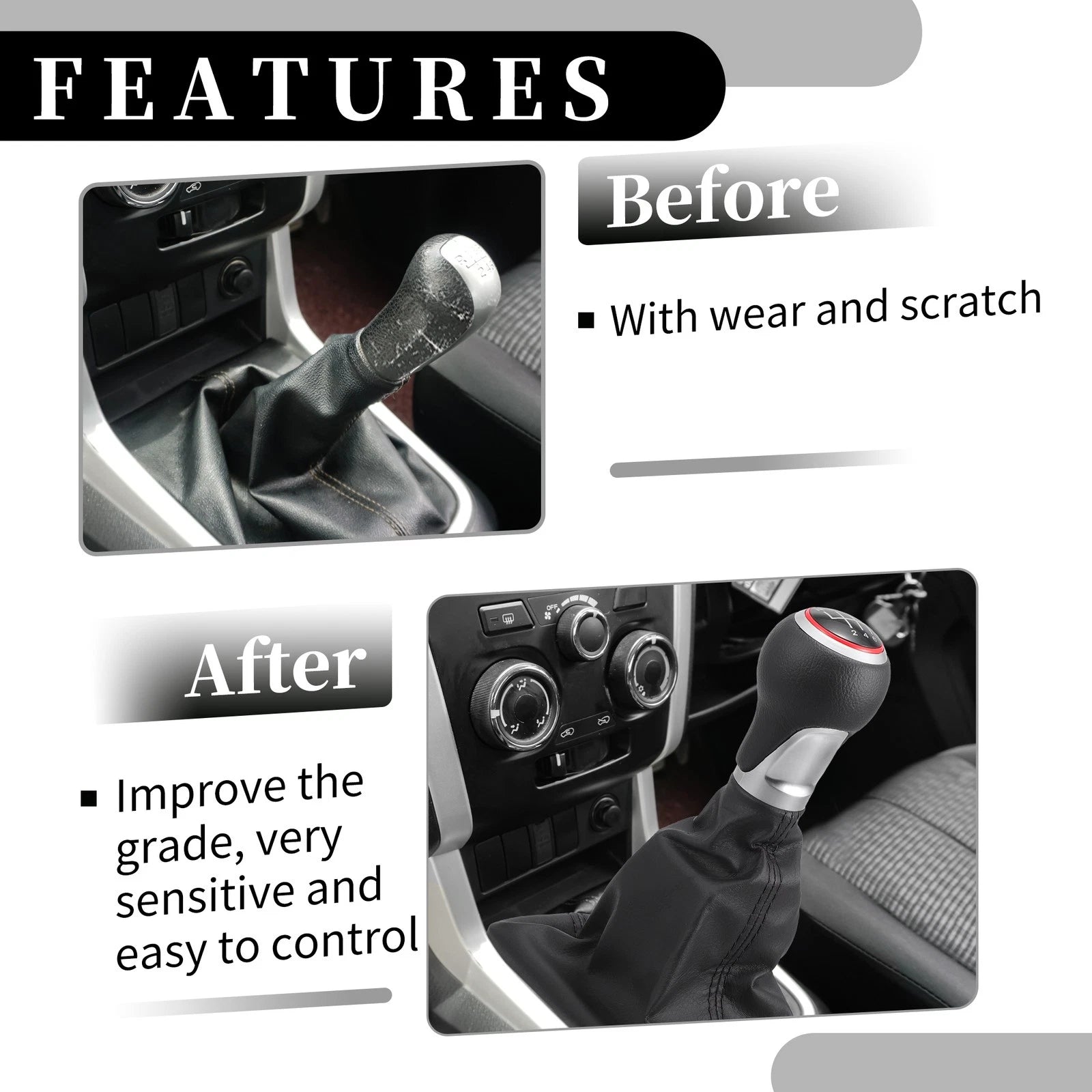 6 Speed Manual Gear Shift Knob Replacement with Dust Cover for Audi A6 (2004–2008)