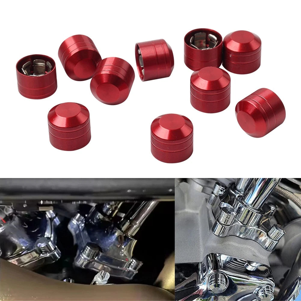 10X Engine Screw Caps for Harley Twin Cam Electra Glide Dyna (CNC Red)