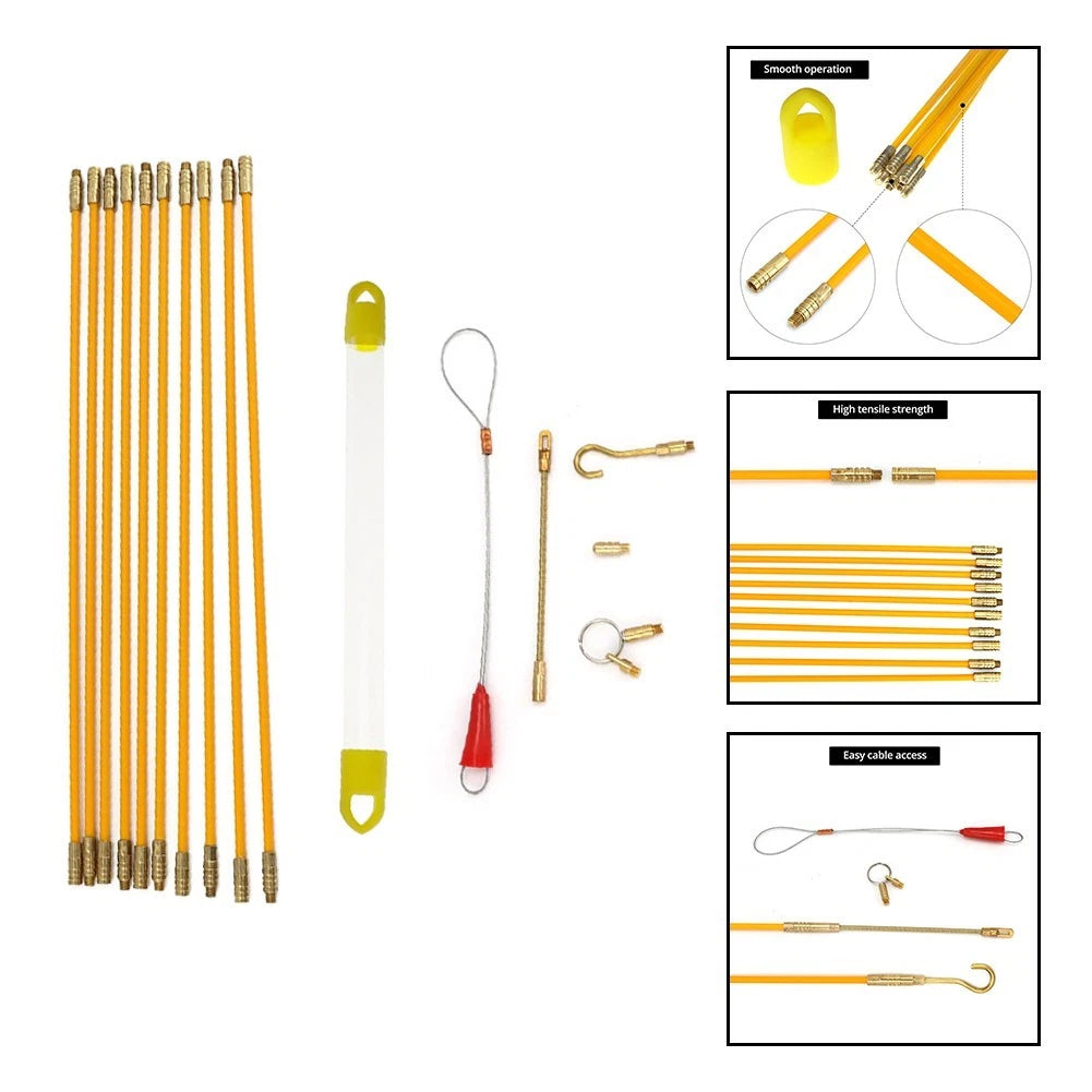 10Pcs Cable Puller Kit with Hook and Accessories for Universal Use