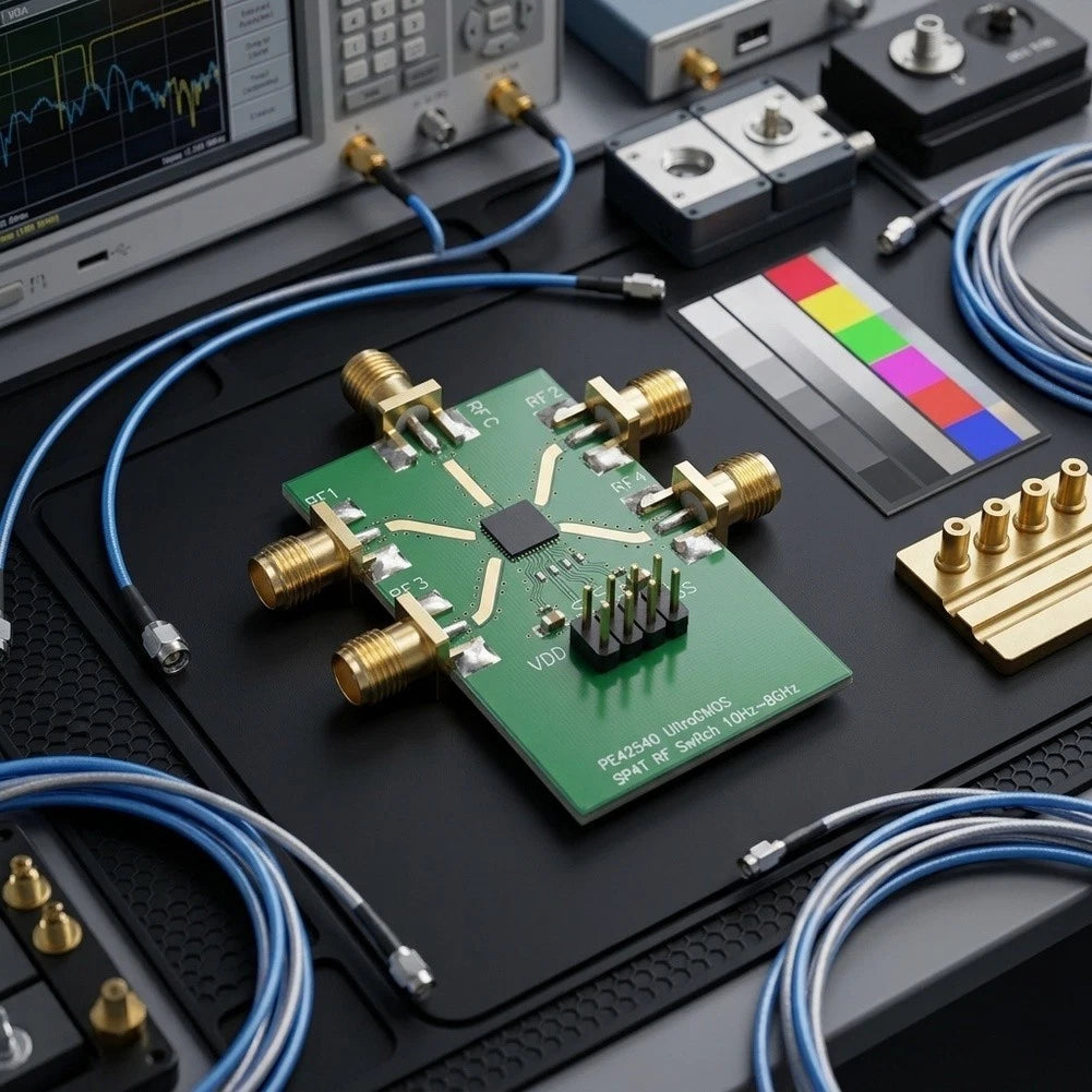 RF SP4T Switch Module 10Hz-8GHz Gold Plated PCB for Lab Calibration