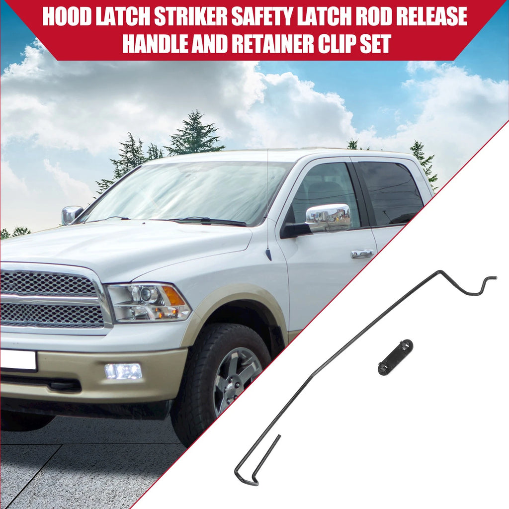 Hood Latch Rod Release Handle and Retainer Clip Set for Ram 1500 (2009–2018)