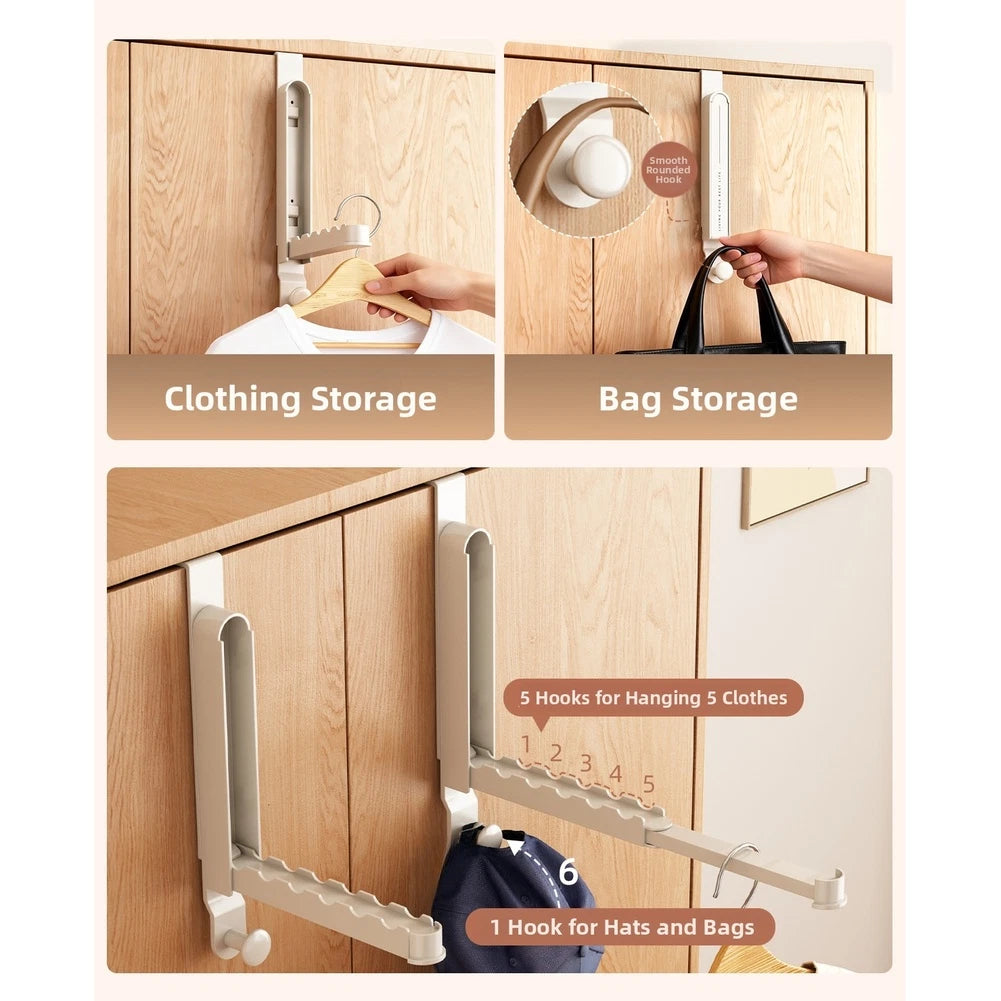 Fold Down Clothes Hanger Over Door for Universal Fit