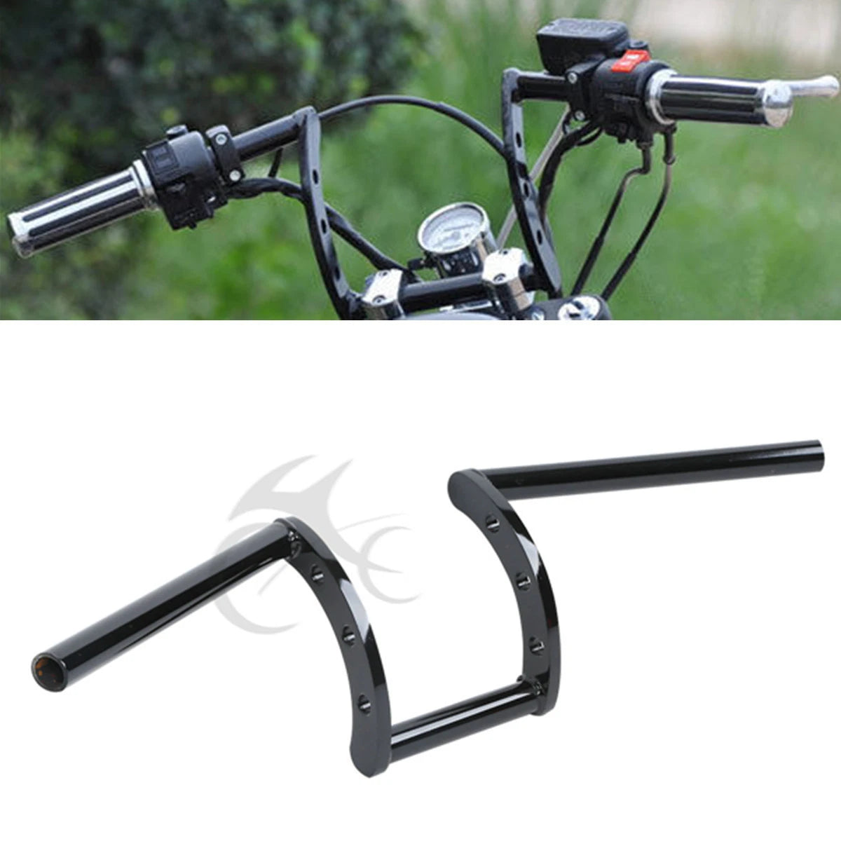 Black Handlebar 1" for Harley Custom Bobber Softail Dyna Sportster