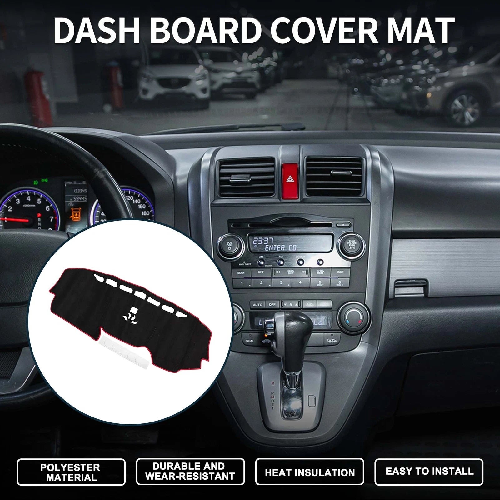 Dashboard Dash Cover Mat for Honda CR-V (2017–2022) Sun Protector Black Red