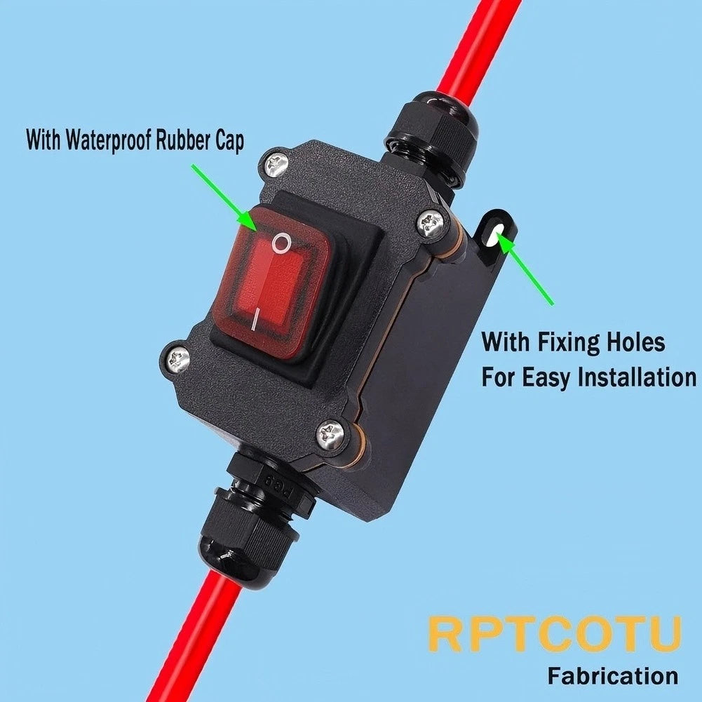 Junction Box with Illuminated Rocker Switch for Heavy Duty Use (IP67)