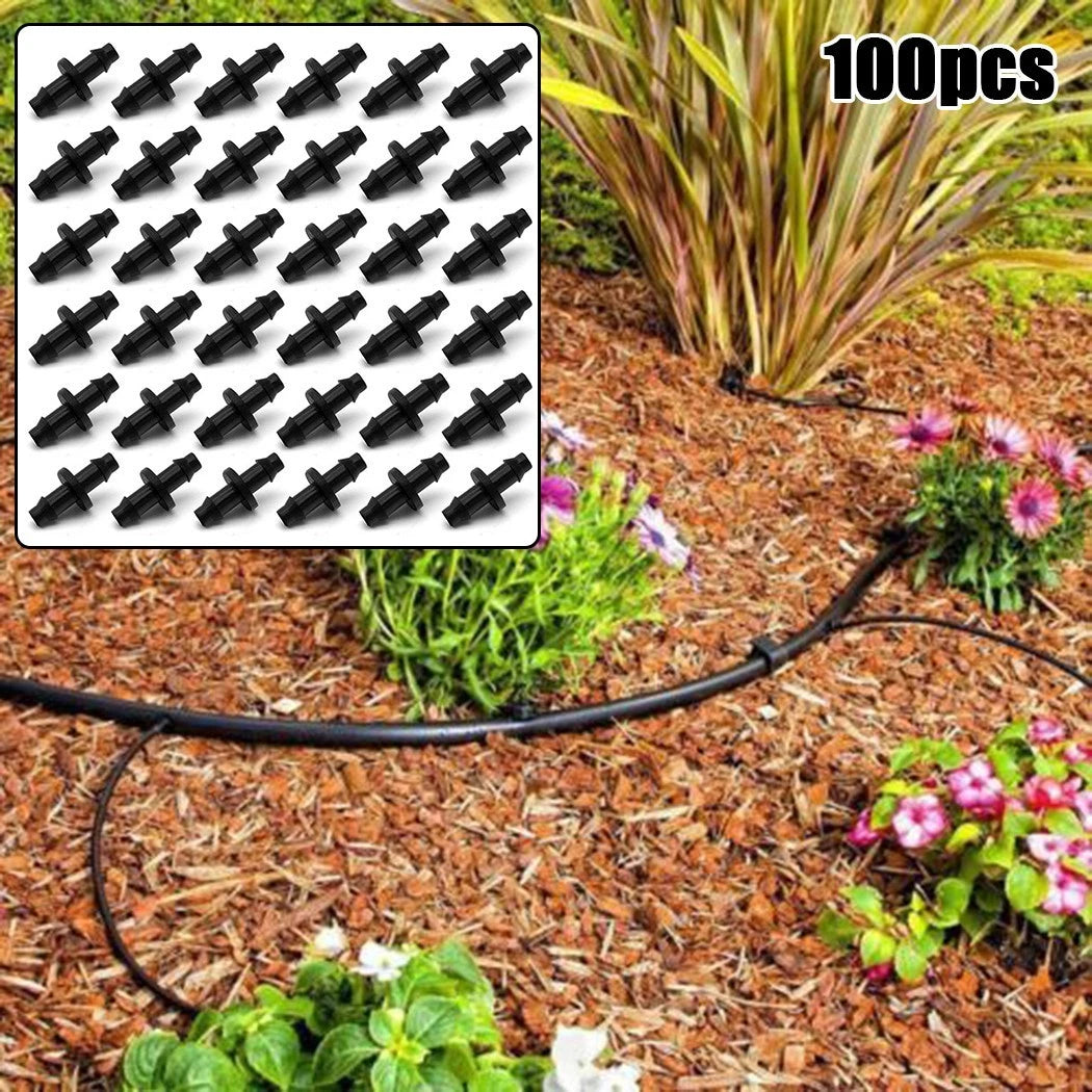100pcs Barb Coupling Connector for Drip Irrigation Tubing