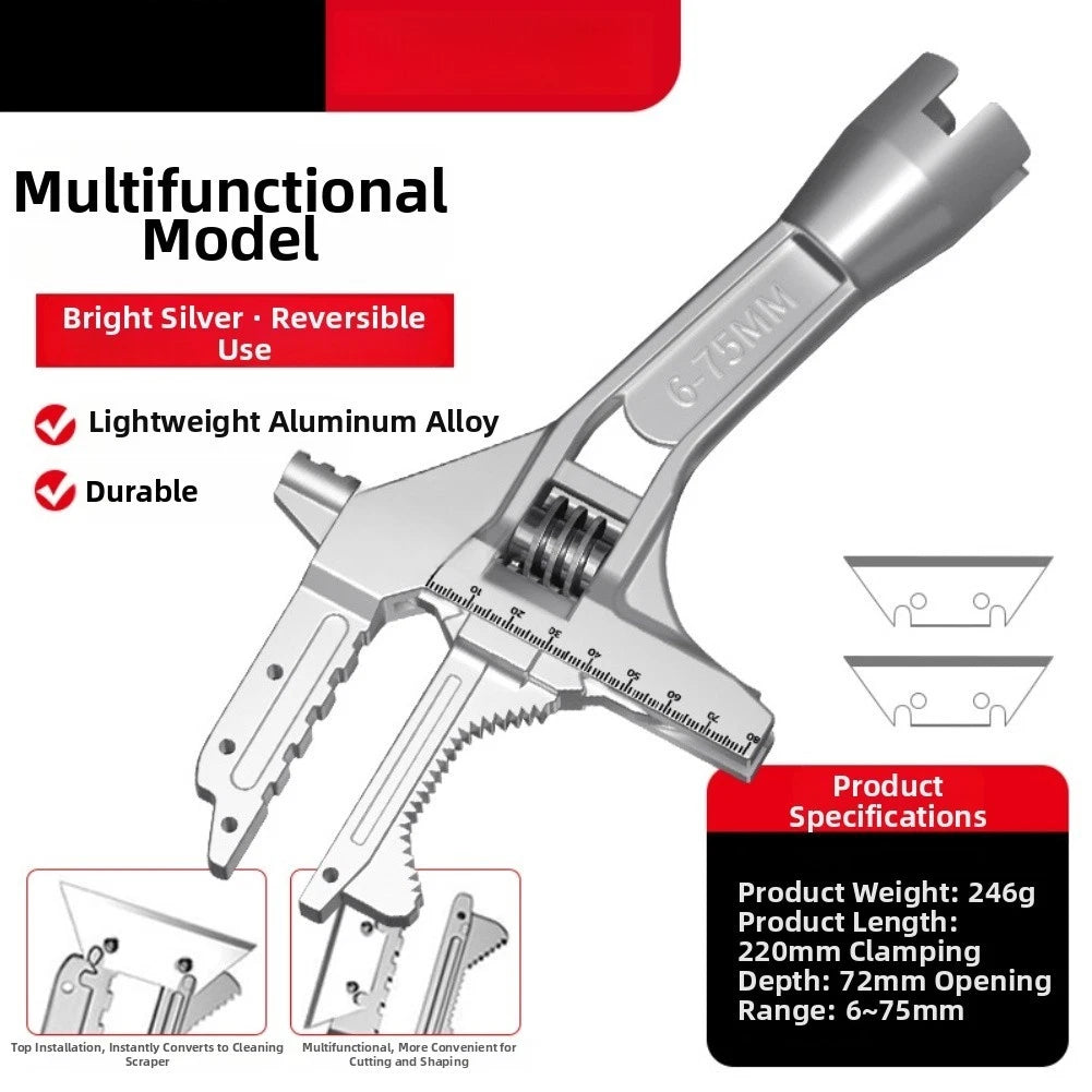 Compact Pipe Wrench 19.3 x 6.8 x 5.5 cm Chrome Vanadium