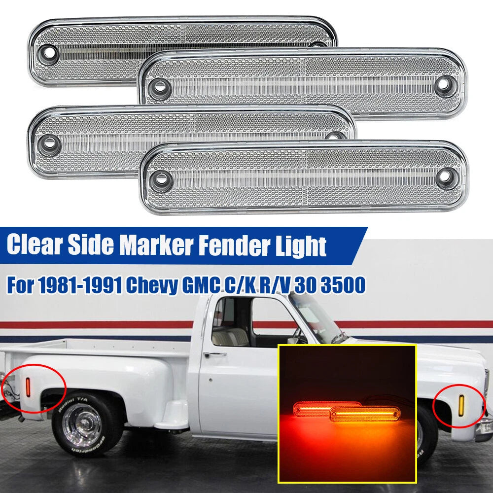 LED Side Marker Light for Chevy C10 C20 K10 GMC C1500 2500 (1973–1980, 1988–1991)