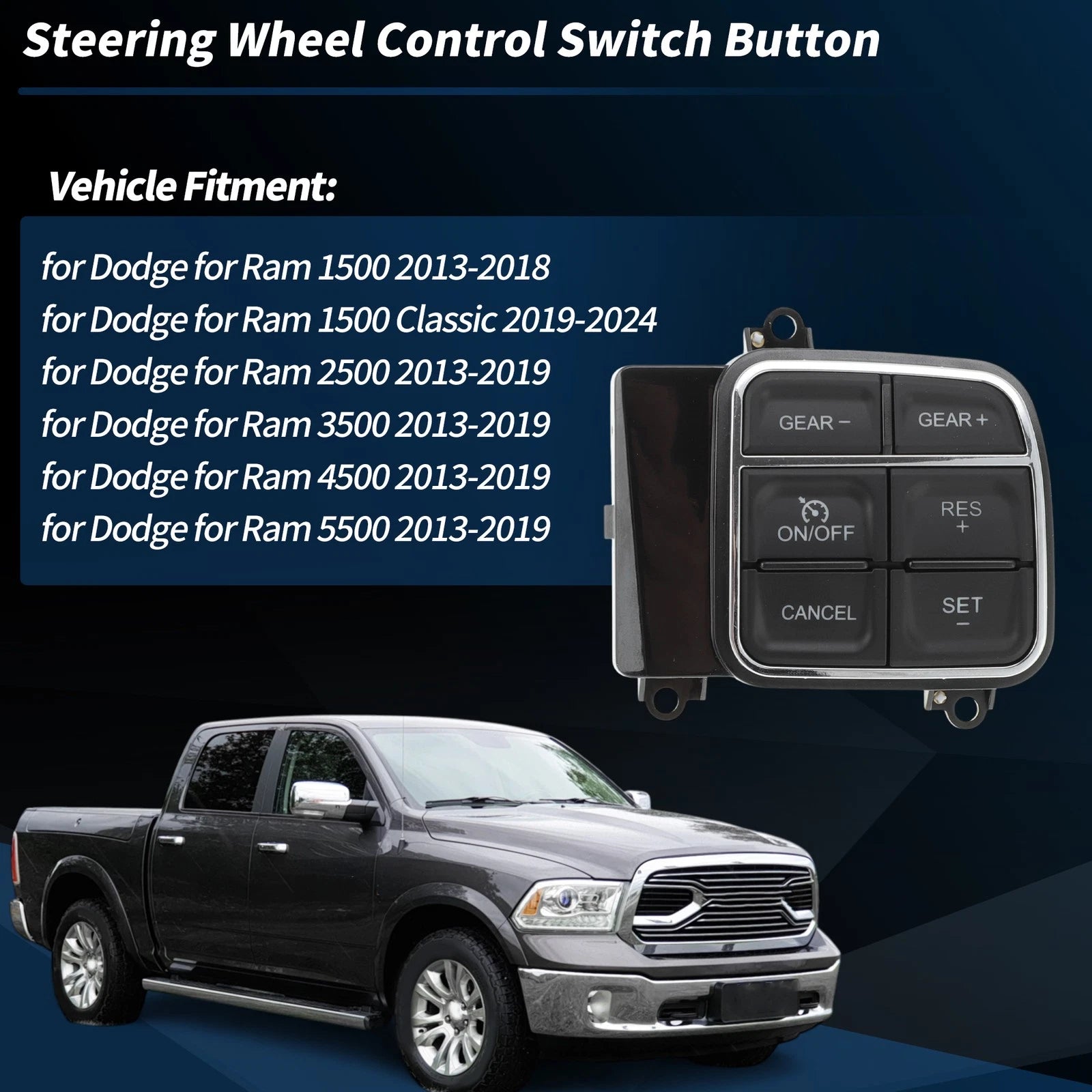 Cruise Control Steering Wheel Switch Right for Dodge Ram 1500 2500 3500 (2002–2018)
