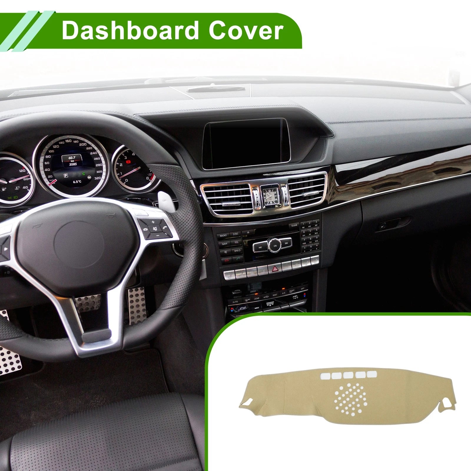 Dashboard Cover for Mercedes-Benz E-Class 2017–2021 Beige Polyester 1 Pc