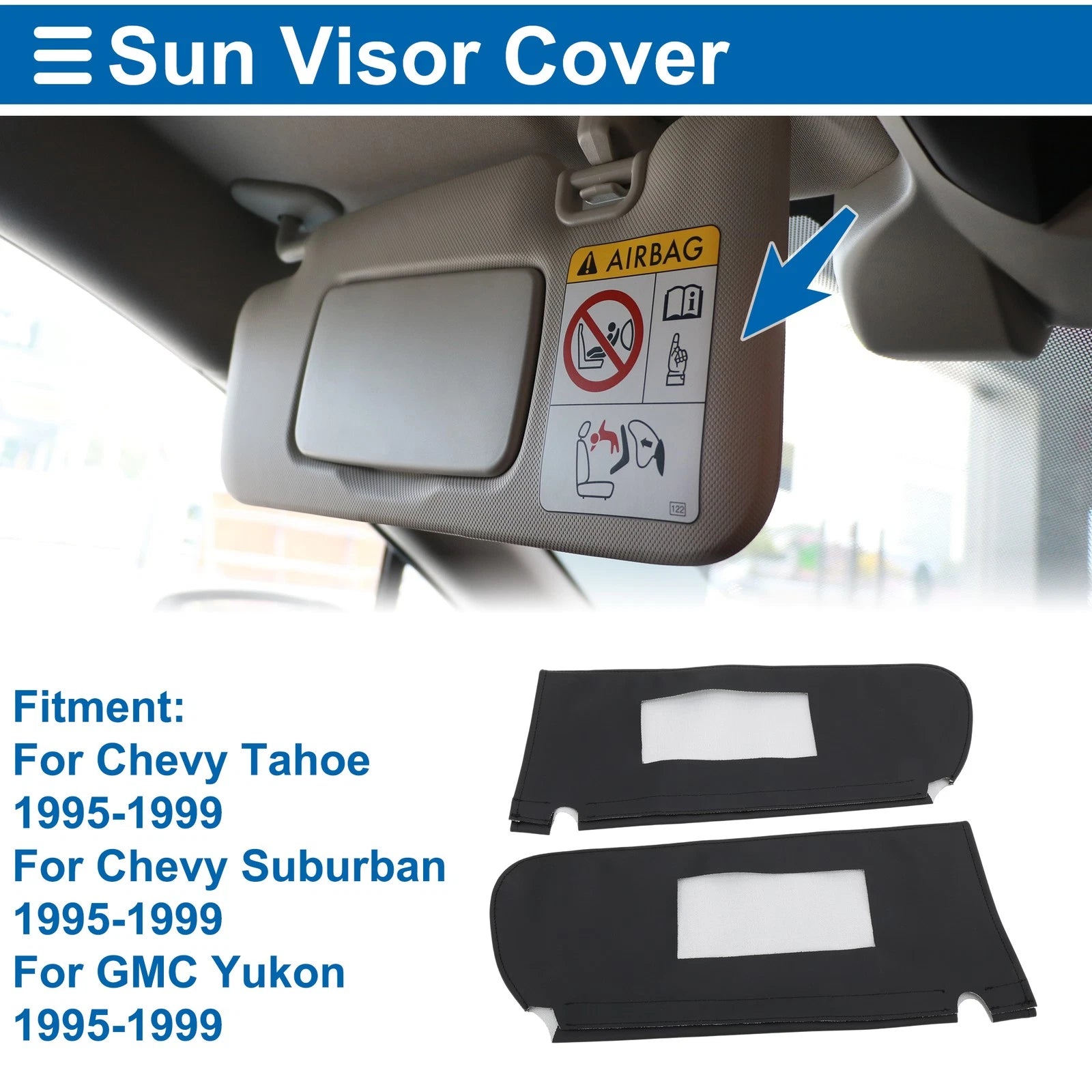 Sun Visor Cover Kit for Chevy Tahoe 1995-1999 Left Right Black