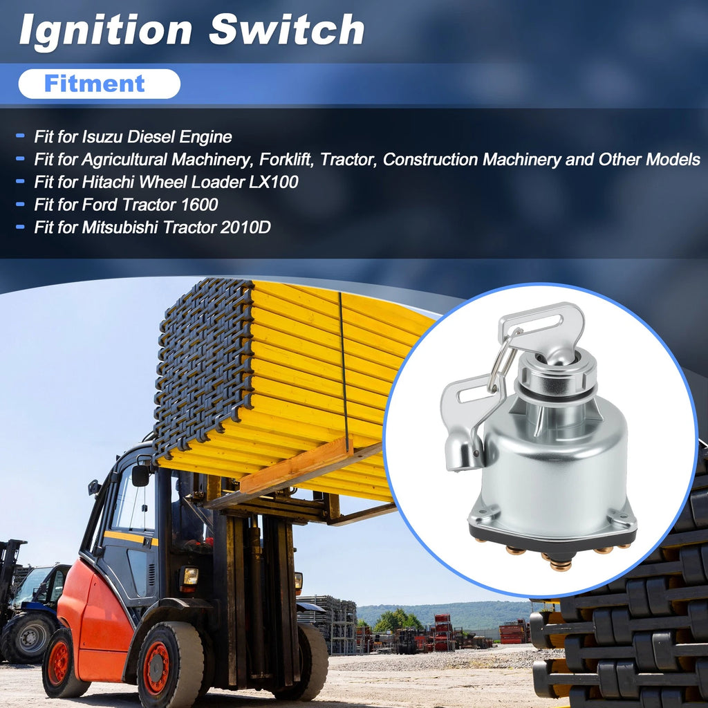 Ignition Switch 6 Terminal 4 Position with Key for Isuzu Forklift (Diesel)