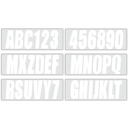 Set of 4 Boat Registration Letters & Numbers Stickers A-Z 0-9 (White)