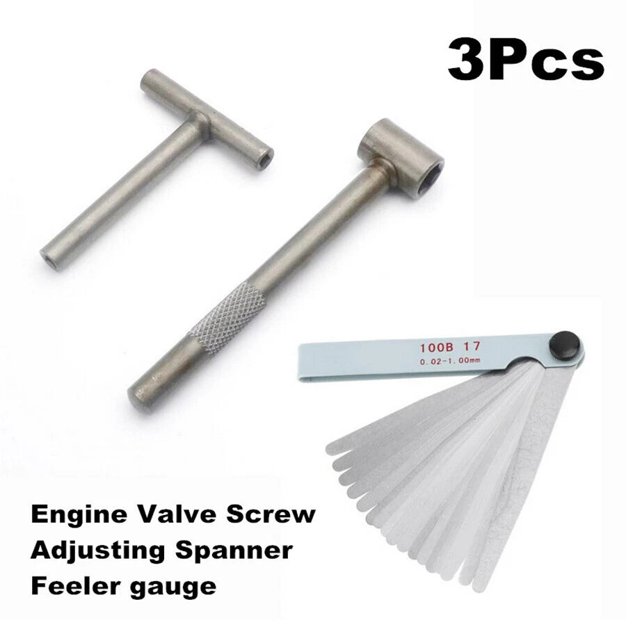 3X Valve Screw Adjusting Spanner Tool + Feeler Gauge for GY6 50 150cc