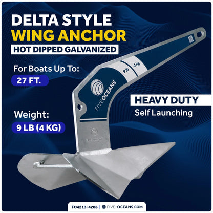 Windlass Anchor Kit 9 lb with 1/2"x100' Rope & 1/4"x15' Chain for Boats