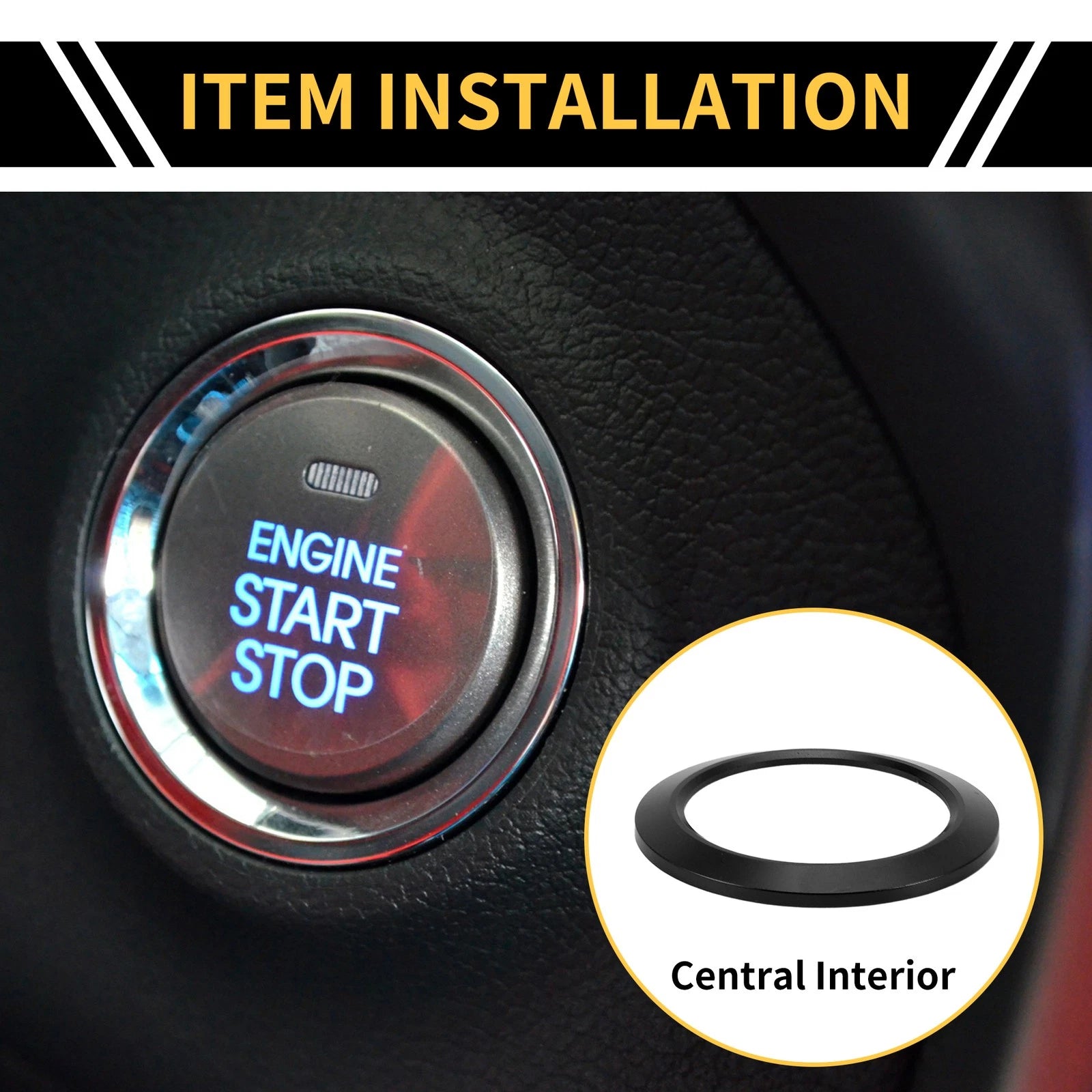 Engine Start Stop Button Switch Knob Cover Ring for Ford F-150 (2016–2021)