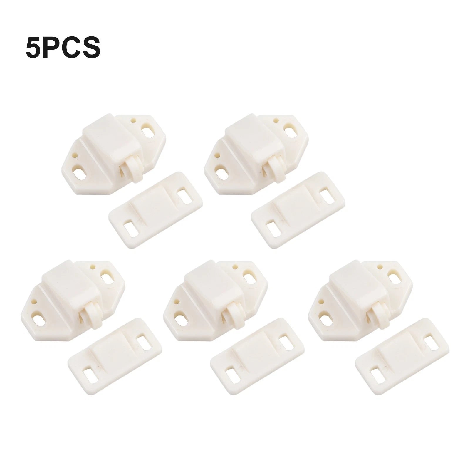 5pc Roller Catch for Furniture Cabinet Doors (White ABS)