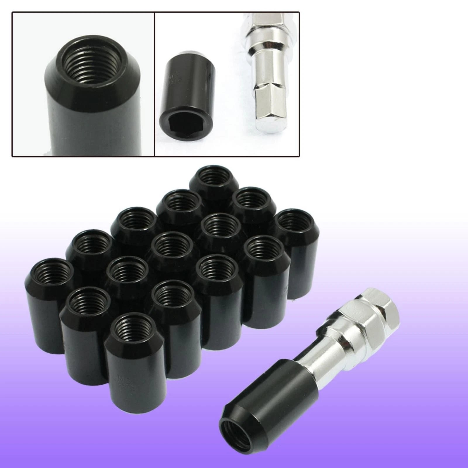 16 Pc Hex Security Wheel Lug Nuts 12x1.5 Black for Honda (2000–2026)