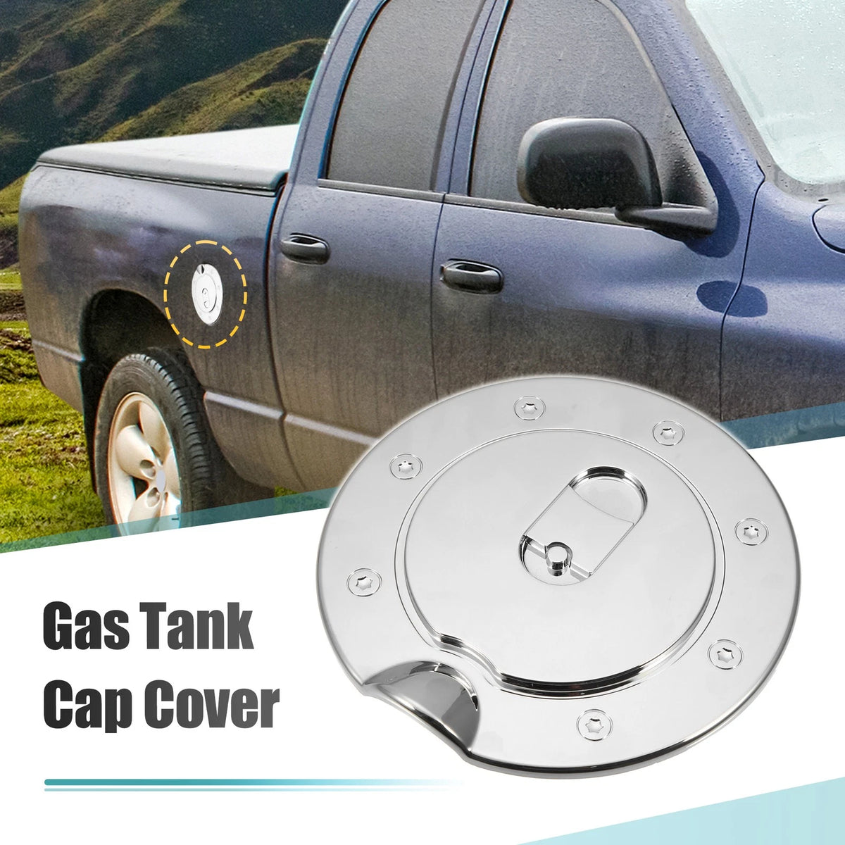 Chrome Plated Fuel Tank Filler Cap Cover Decoration for Dodge Ram 1500 (2010–2024)