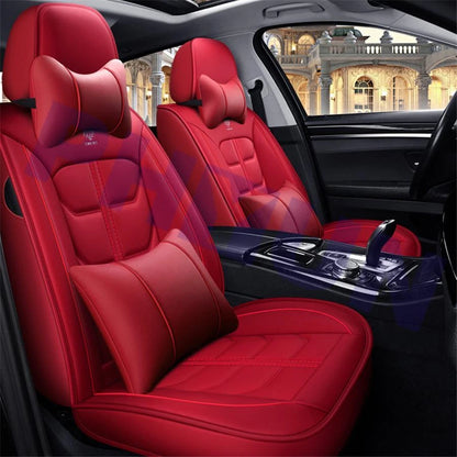 Car Seat Cover Set for Universal 5 Seats (PU Leather, Red)