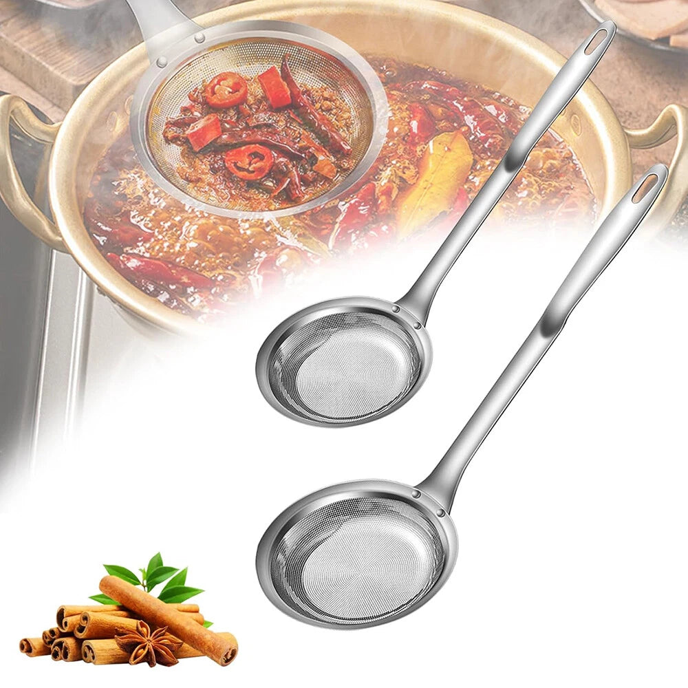 2pcs 304 Stainless Steel Extra Fine Mesh Strainer for Skimming Grease
