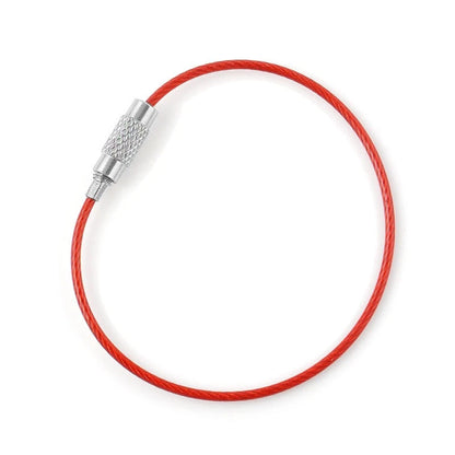 Screw Locking Stainless Wire Keychain Cable Rope Rings for Outdoor Use