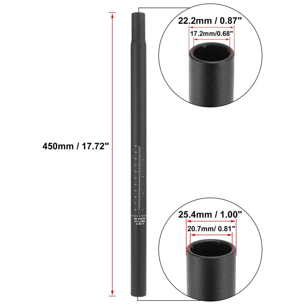 Aluminum Bicycle Seat Post Scale Mark for Black 25.4 x 450mm (2005–2015)