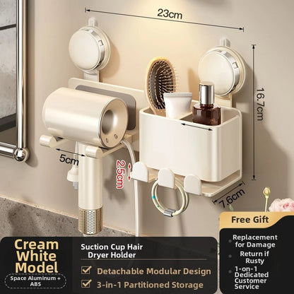 Suction Cup Hair Dryer Holder for Supersonic (No Drill, Space Aluminum)