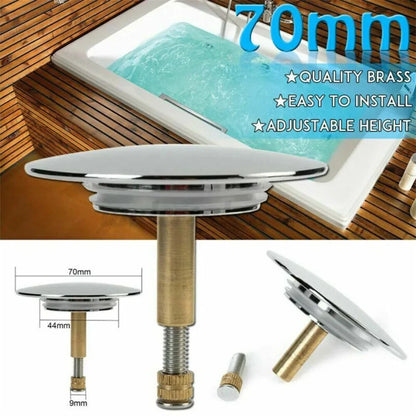70mm Brass Bathtub Drain Stopper Plug for Most Sinks & Tubs