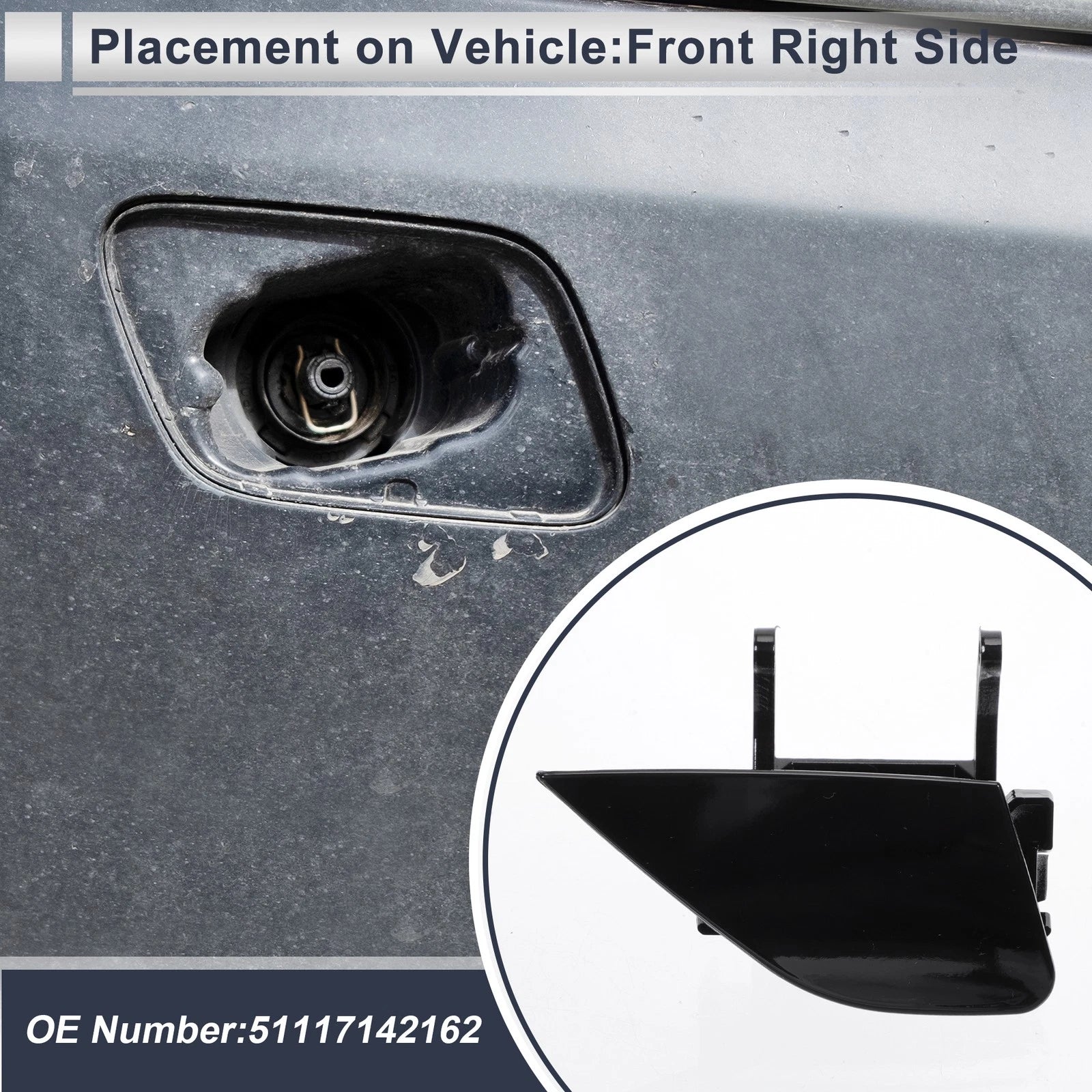 Front Right Headlight Washer Nozzle Cover Cap for BMW 750i (2009–2015)