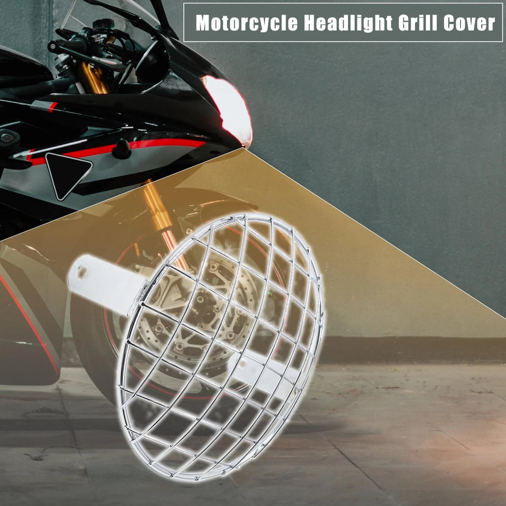 7.8" Chrome Plating Metal Headlight Mesh Grill for Harley