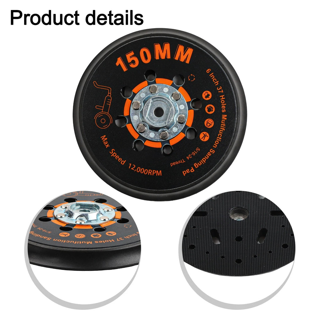 150mm Sander Backing Pad with 37 Holes for Efficient Sanding