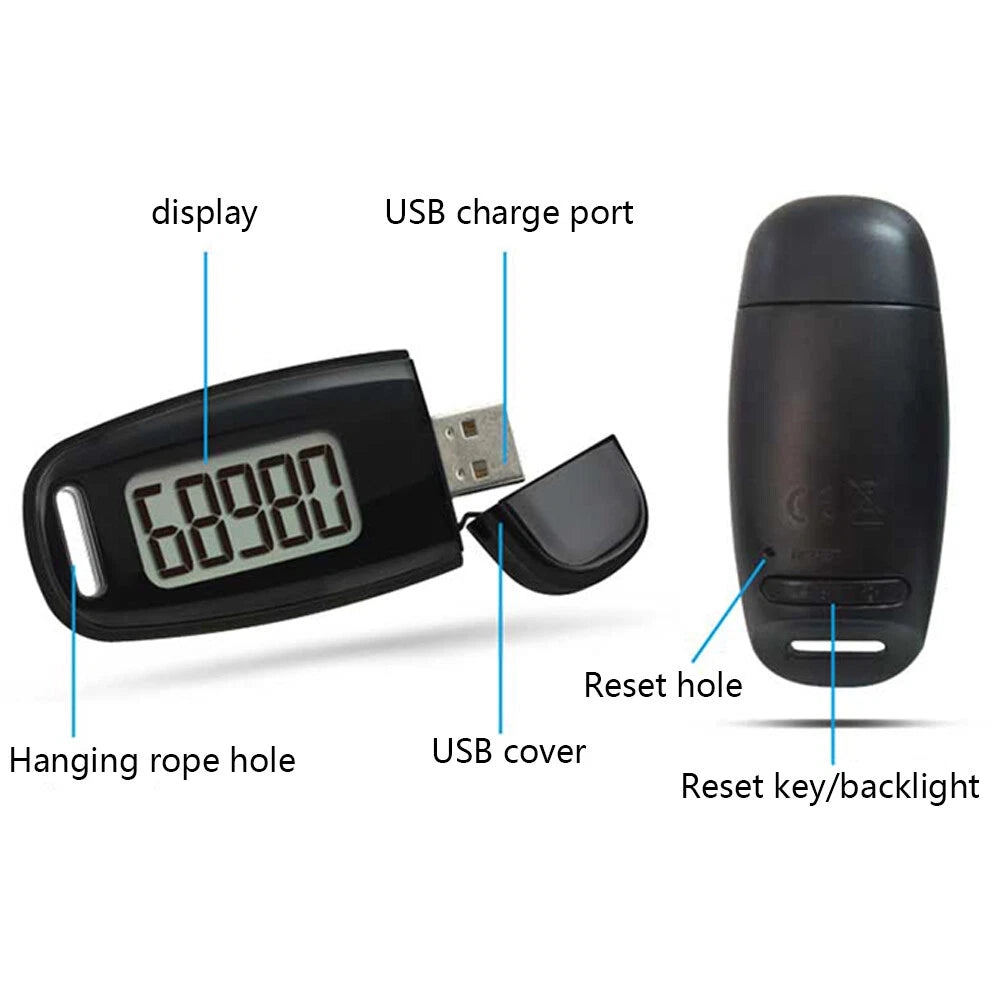 3D Pedometer for Accurate Step Counting (Men, Women, Kids, Seniors)