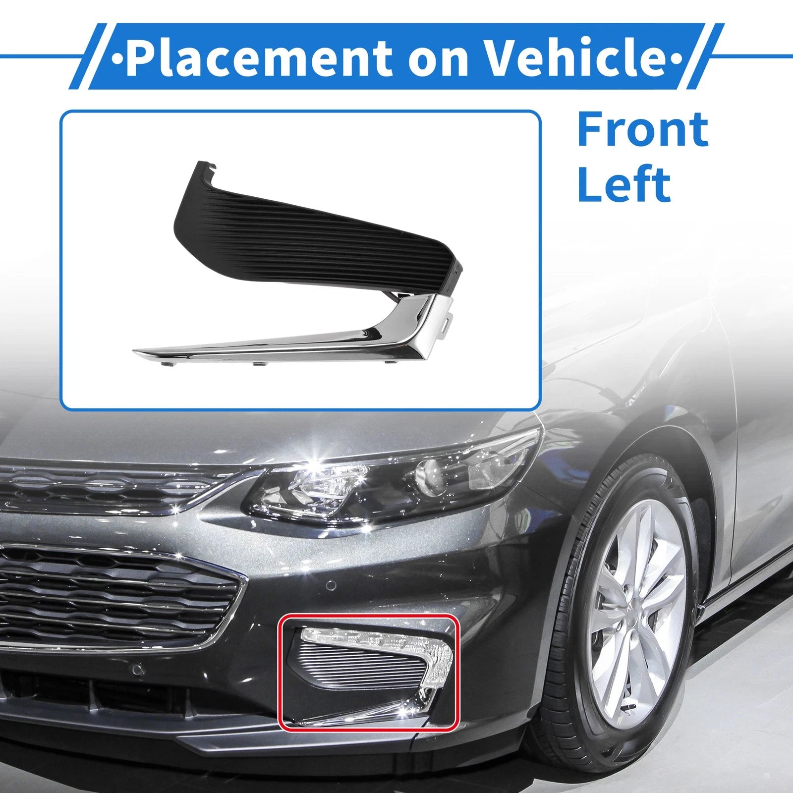Front Left Fog Light Grille Replacement for Chevrolet Malibu (2016–2018)