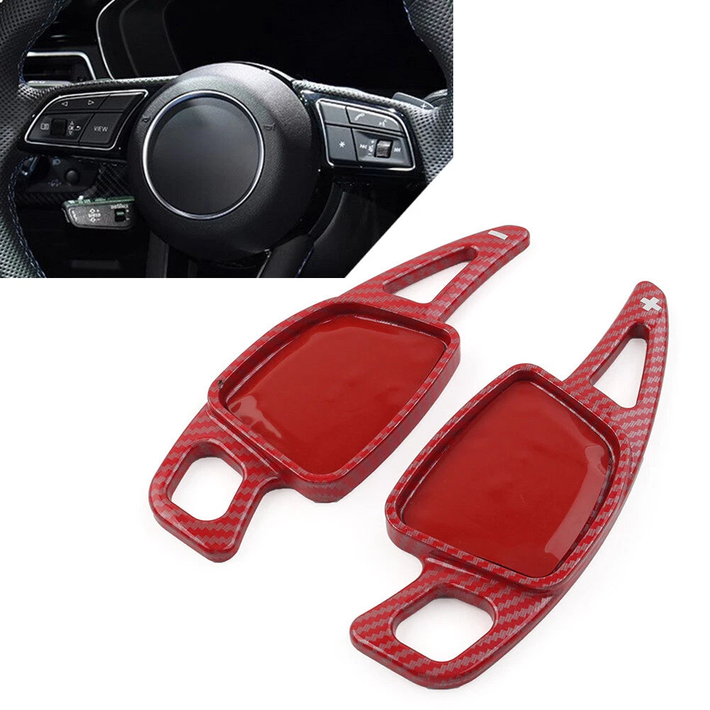 2X Steering Wheel Paddle Shifter Extension for Audi A3 A4 S4 A5 A6 A7 (2013–2020) Red