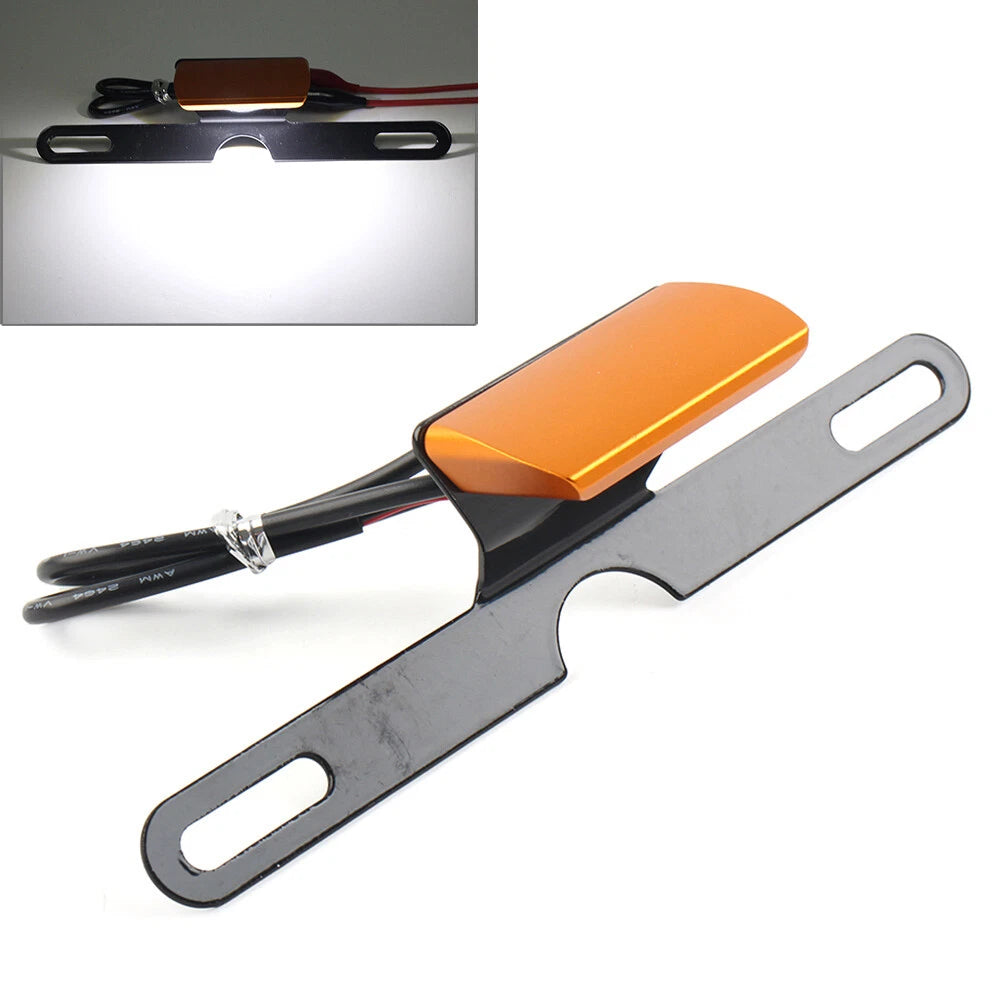 License Plate Mount Holder Bracket w/ LED Brake Tail Light For Motorcycle Orange