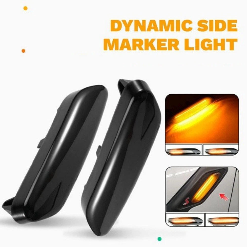 2x Dynamic LED Side Marker Turn Signal Light Amber For 10-17 MINI Cooper R60 R61