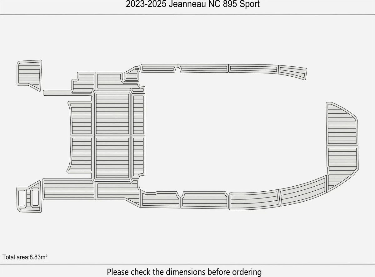 EVA Pads for Jeanneau NC 895 Sport (2024) - Teak Flooring Mat