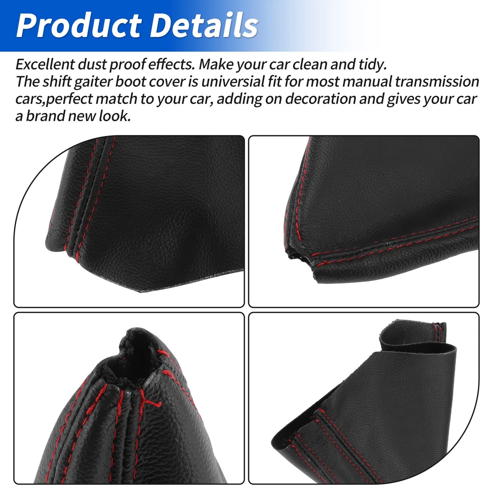 Gear Shift Stick Gaiter for Audi A6 C6 (2004–2011) Red Artificial Leather